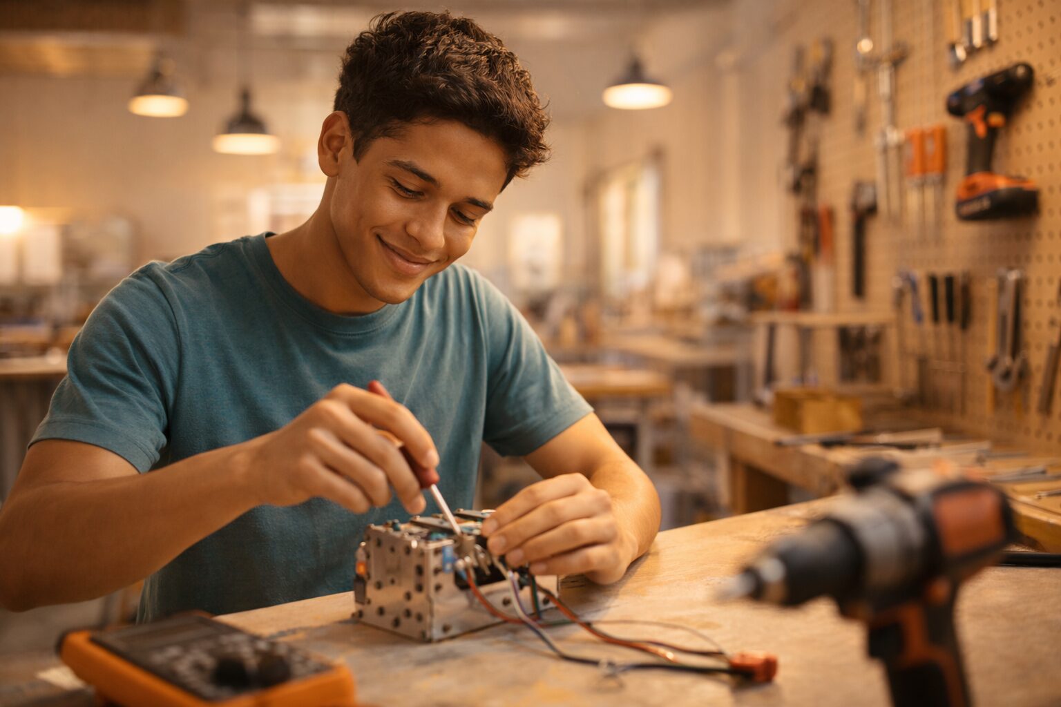 Estudiant en un taller de Cicle Formatiu a Catalunya